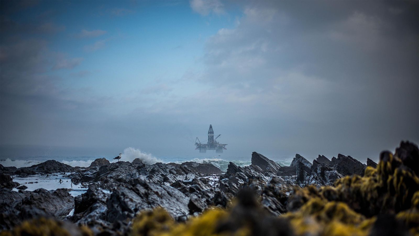 Rocky offshore energy installation on open water