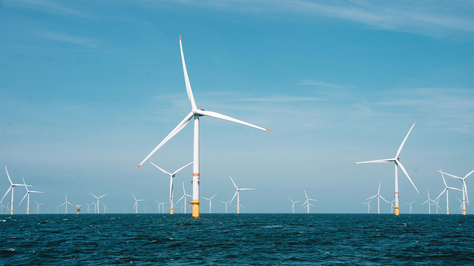 Offshore wind turbines at sea